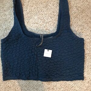 Anthropologie NWT, Fun, Blue, Crop Top- L